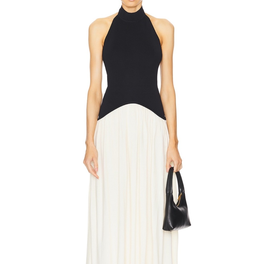 Solid and Striped Soglio Dress in Noir and Clay
